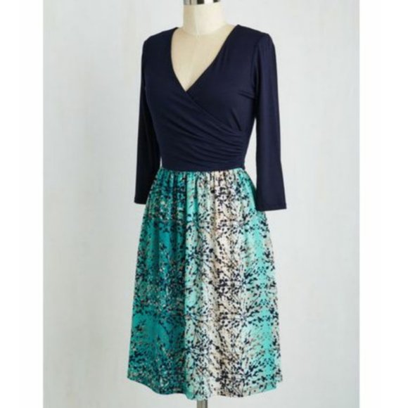 Modcloth Gilli Review From the Top Teal Fronds Dress - Picture 2 of 5